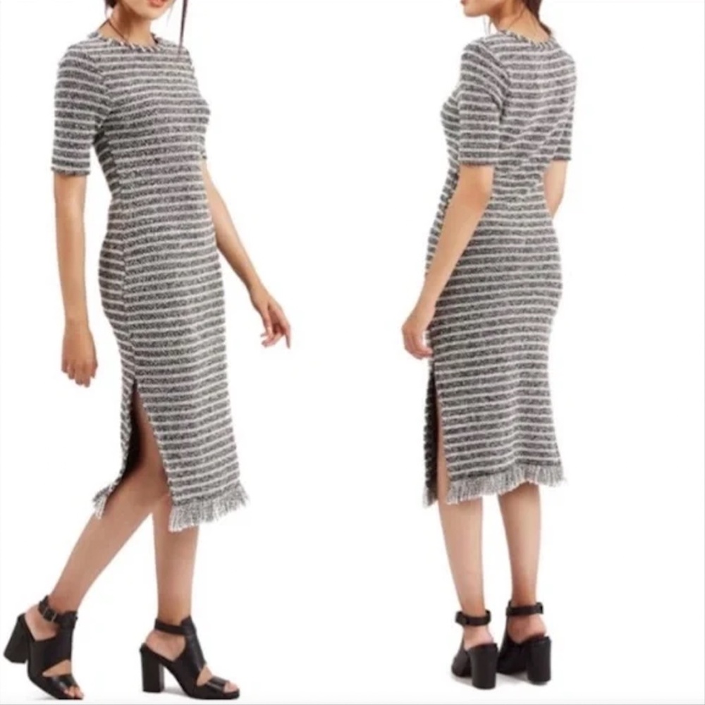 TopShop Tweed Midi Dress Short Sleeve B&W Sz. 4 Knit